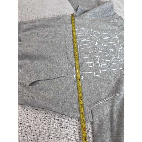 Men Nike Crew Sportswear Outlined Just Do It Grey Pullover Hoodie Sz M - Picture 4 of 5
